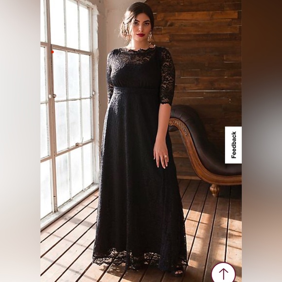 LEONA LACE A-LINE PLUS SIZE GOWN - Picture 1 of 4
